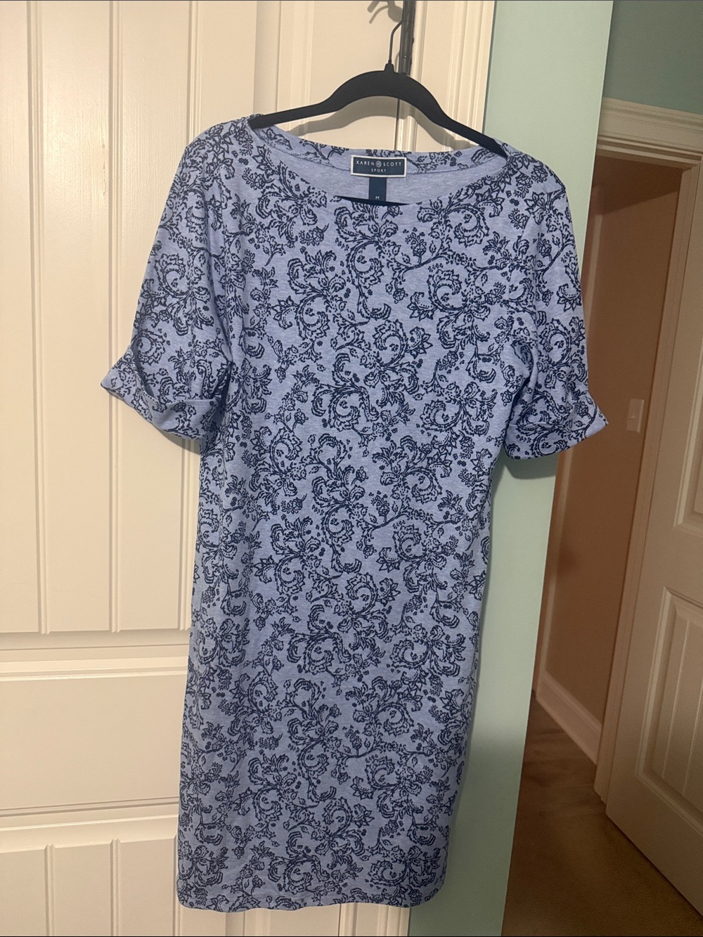 Karen Scott Light Blue Floral Midi Dress
